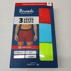 Threads Men's Underwear, 6" Performance Boxer Briefs 3-Pack M 32"-34" Multi